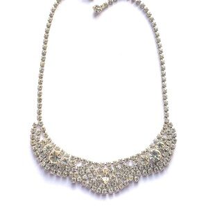 Vintage Rhinestone Bib Necklace Choker